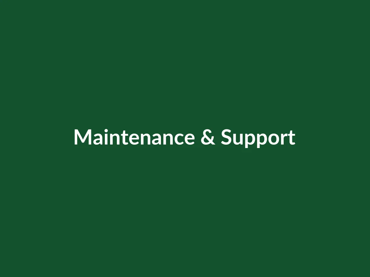 Maintenance and support dashboard placeholder